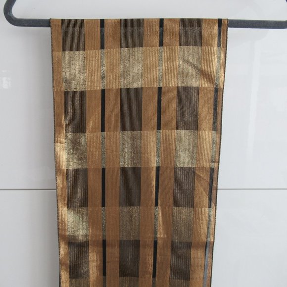 Anne Klein Metallic Rayon Rectangular Scarf 10" x 60" Gold Black Color NWOT - Picture 7 of 11
